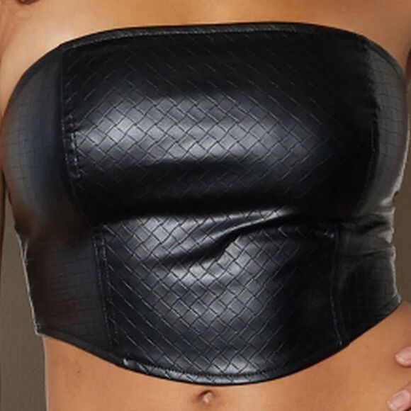 La Hearts Tops - LA Hearts Faux Leather Textured Tube Top- size XS- PAC SUN